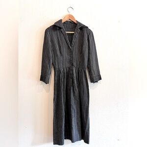 Vintage Black Striped Dress David Crystal Fashion Small